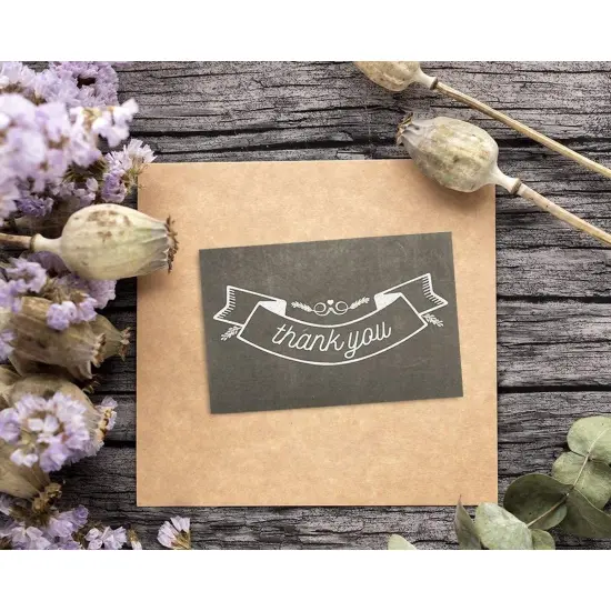 144-Count Thank You Cards with Envelopes, Blank 6 Assorted Bulk Thank You Greeting Notes Black and White Chalkboard Designs for Graduation Baby and Bridal Shower Birthday Wedding Party, 4 x 6 inches {3}