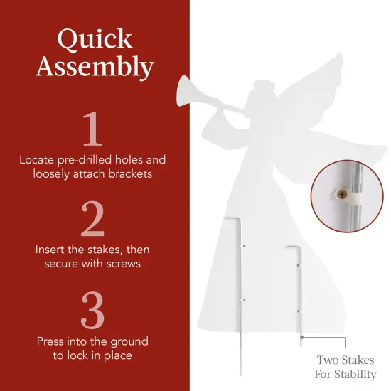 Best Choice Products 3ft Set of 2 Christmas Angel Yard Decorations w/ Weather-Resistant PVC, 4 Stakes White {5}