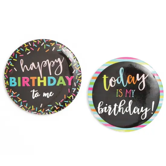 Happy Birthday Pinback Party Buttons (2.25 Inches, 6 Designs, 24-Pack) {2}