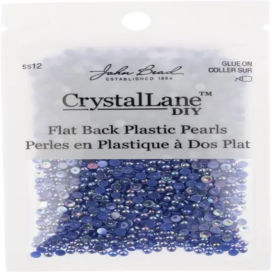 Crystal Lane DIY SS12(3mm) Plastic Pearl Flatback Rhinestones, 1850pcs Dark Blue AB {3}