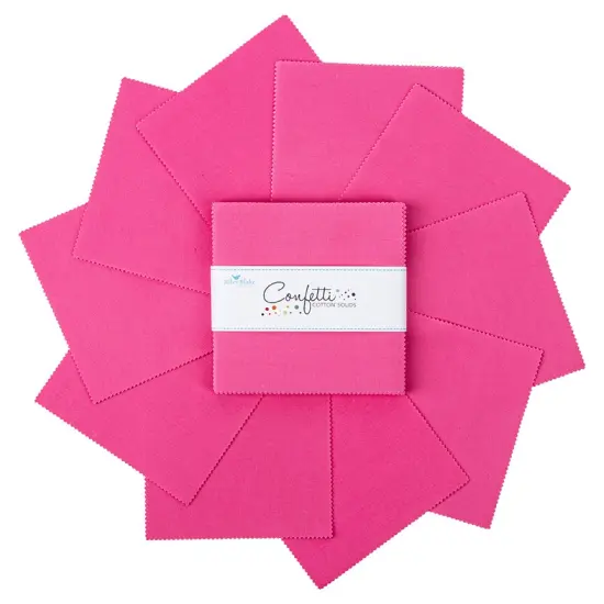 Confetti Cotton 5" Square Pack (Charm Pack / 5" Stacker) in Riley Hot Pink byfor Riley Blake (5-120-RHOTPINK-42) {3}