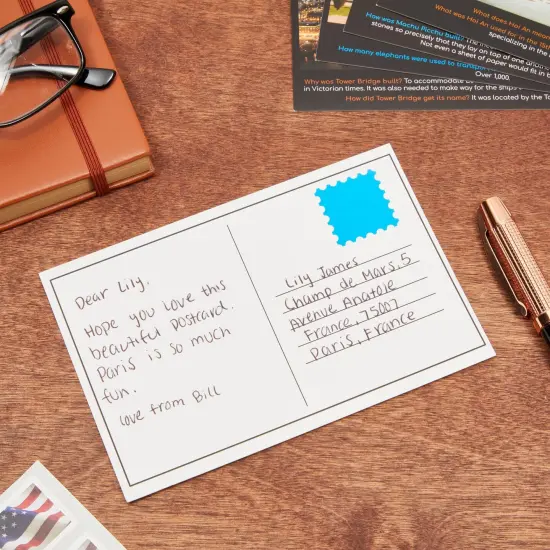 Travel Fun Fact Postcards for Kids, Cute Teacher Supplies (4x6 In, 40 Piece Set) Multicolor {2}