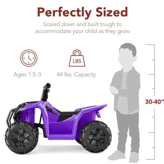Best Choice Products 6V Kids Ride-On 4-Wheeler Quad ATV Car w/ 1.8mph Max Speed, Treaded Tires Purple {2}