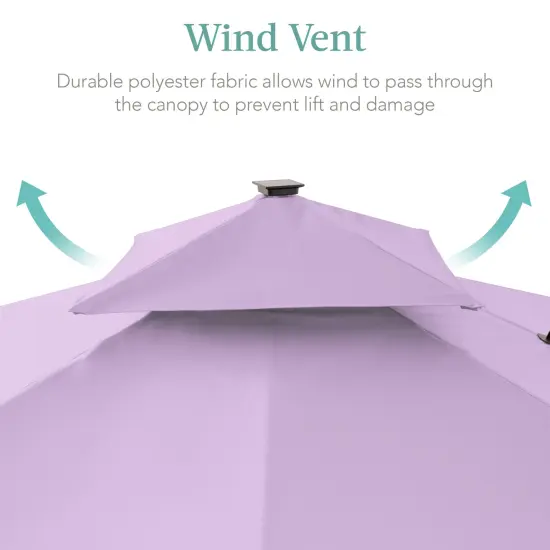 Best Choice Products 10x10ft 2-Tier Square Outdoor Solar LED Cantilever Patio Umbrella w/ Base Included Lavender {6}