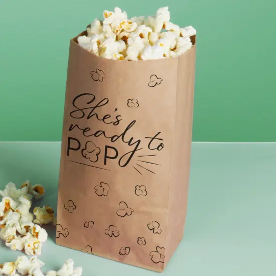 Big Dot of Happiness Ready to Pop Popcorn Bags, Baby Shower Party Favor Snack Treats, Free-Standing Individual Kraft Brown Paper Bags - 25 Count {3}