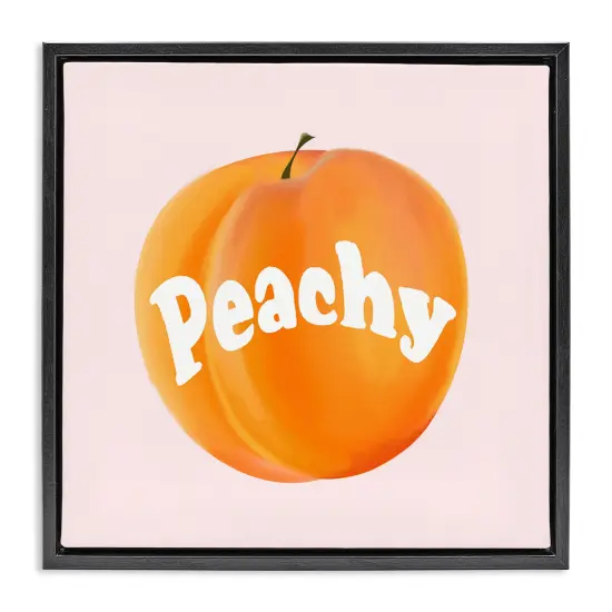 Stupell Industries Peachy Fruit Typography Framed Floater Canvas Wall Art Design by Ashley Singleton {1}