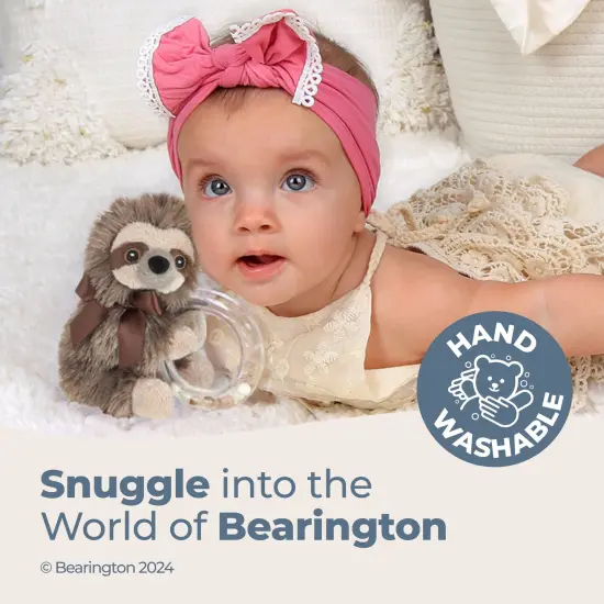 Bearington Baby Lil' Speedy Plush Stuffed Animal Sloth Shaker Rattle Ring Rattle, 5.5 inches Brown {3}