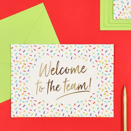 36 Pack Welcome to the Team Cards Bulk, New Hire Welcome Gift for Employees (Gold Foil and Confetti Design, Green Envelopes, 5x7 in) Multicolor {3}