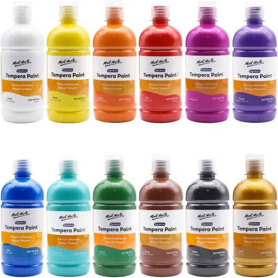 Tempera Paint Set 12pc x 16.9 US fl.oz (500ml), 12 Bottles of Tempera Style Kids Paint, Washable for Kids Art and Craft, Non Toxic, Easy to Clean. {1}