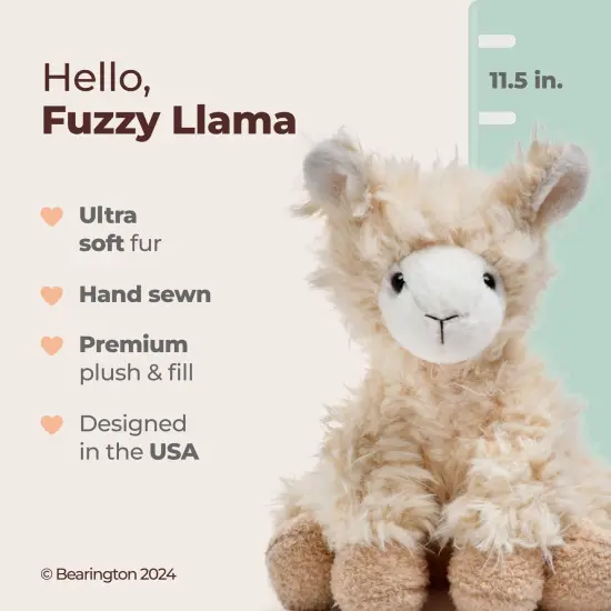 Bearington Fuzzy Plush Llama Stuffed Animal, 11.5 Inches, For Ages 0-14 White {2}
