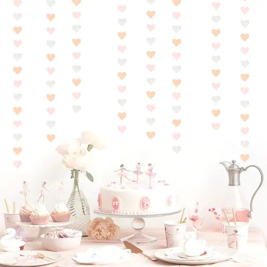 Pink-Silver Peach Birthday Party-Decorations Streamers - 52FT Hanging Heart Garland Banner,Baby Bridal Shower Engagement Anniversary Bachelorette Wedding Backdrop Decor {5}