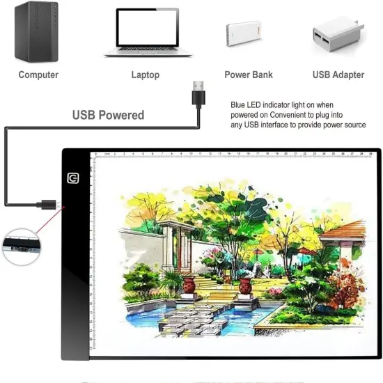 A4 Ultra-Thin LED Light Box Tracer USB Power Cable Dimmable Brightness LED Artcraft Tracing Light Box Light Pad {5}