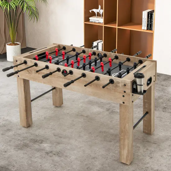 Natural MDF Full Size Foosball Table with Metal Rods, Cup Holders and Adjustable Legs {2}