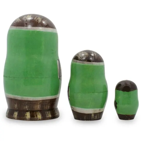 Set of 3 Hedgehogs with Apples Wooden Nesting Dolls 4 Inches {3}