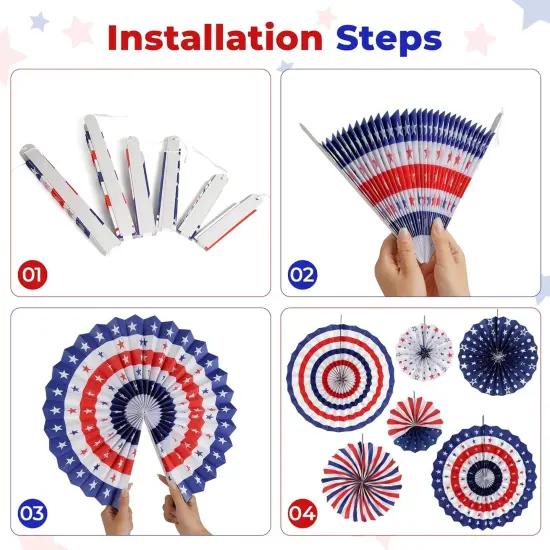 Patriotic 4th of July Decorations Set, 9 Pcs Red White and Blue {4}