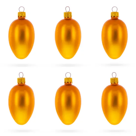 Set of 6 Matte Gold Mini Glass Egg Ornaments 2.9 Inches {1}