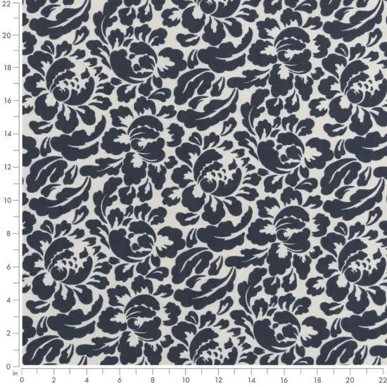 Navy - Blue Floral Upholstery Fabric 54 Inches" {4}