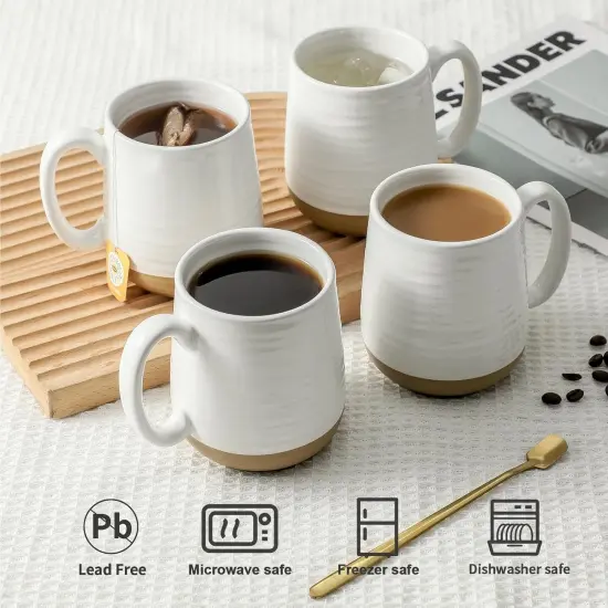 Coffee Mugs Set of 4, 15 oz Ceramic Coffee Cups with Comfortable Handle {3}