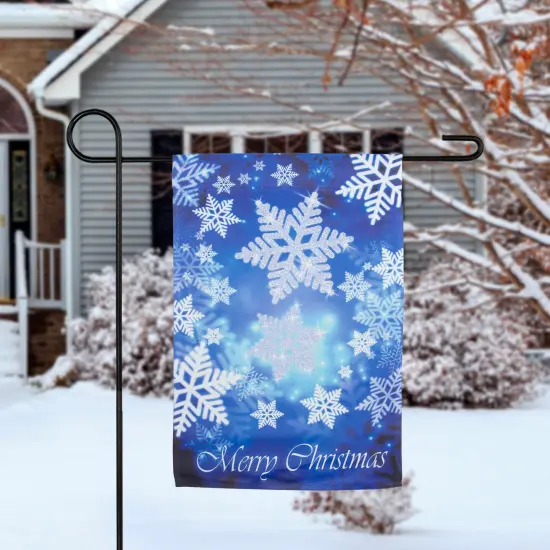 Northlight Blue and White Snowflakes Merry Christmas Outdoor Garden Flag 12.5" x 18" {4}