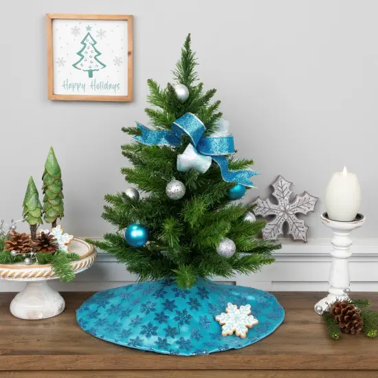 Northlight Sequin Snowflake Pattern Mini Christmas Tree Skirt - Blue - 20" {1}