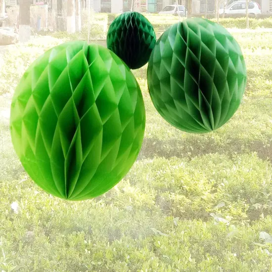 5Pcs 3-8 inch Honeycomb Balls Party Pom Poms Paper Balls Set - Green {1}