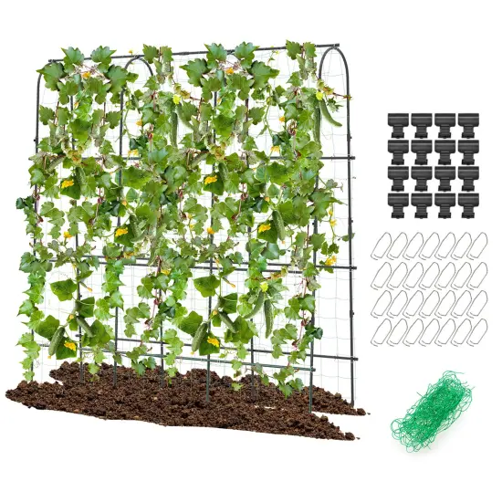 Garden Cucumber Trellis with Adjustable U-Shaped Frame and PE-Coated Metal {1}