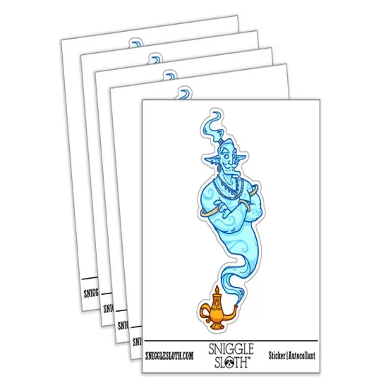 Water Bottle Sticker Set Djinn Genie Jinn Lamp Spirit Cute Waterproof Vinyl Stickers Pack Decal, Skateboard, Laptop, Car, Window, Bumper - 5 Pack {2}