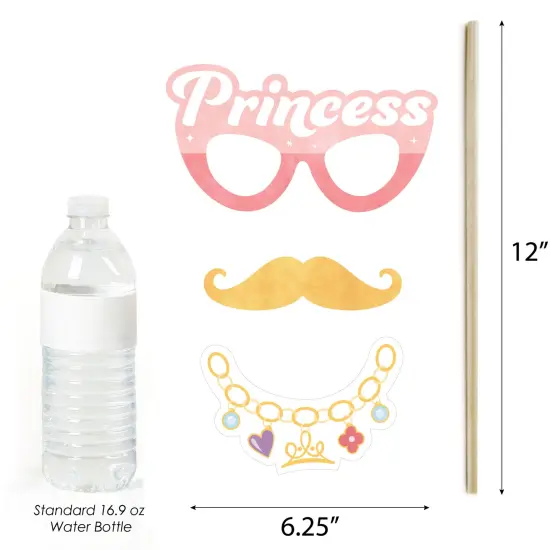 Big Dot of Happiness Princess Photo Booth Props Kit, Paper Dress Up Princess Birthday Party Supplies - 20 Count Selfie Prop Sticks {5}