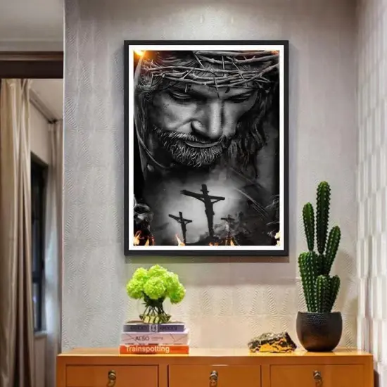 5D DIY Diamond Art Painting Kit, Jesus Cross 16X20 inches Round Full Drill Crystal Rhinestone Embroidery Cross Stitch Arts Craft for Home Wall Decor {3}