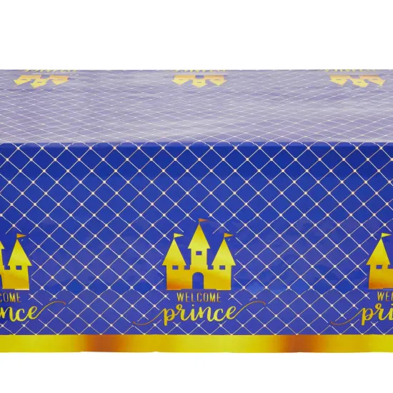3 Pack Blue Plastic Table Covers, Royal Prince Baby Shower Decorations for Boys, 54" x 108" Tablecloths {4}