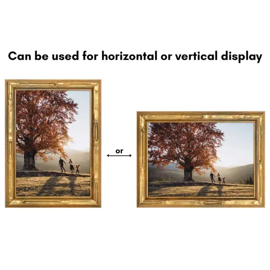 Americanflat Picture Frame with Bamboo Design - Gold Bamboo Frame with Shatter-Resistant Glass - Elegant Gallery Style Frame - Faux Bamboo Photo Frame for Tabletop or Wall Display {4}