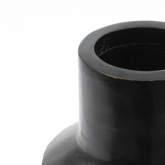 Decorative Handcrafted Wood Vase - 7.5" x 15.5" Black {3}