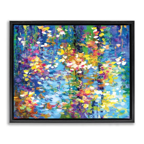 Stupell Industries Colorful Reflections Lake Flowers Framed Floater Canvas Wall Art Gray Floater Frame {7}