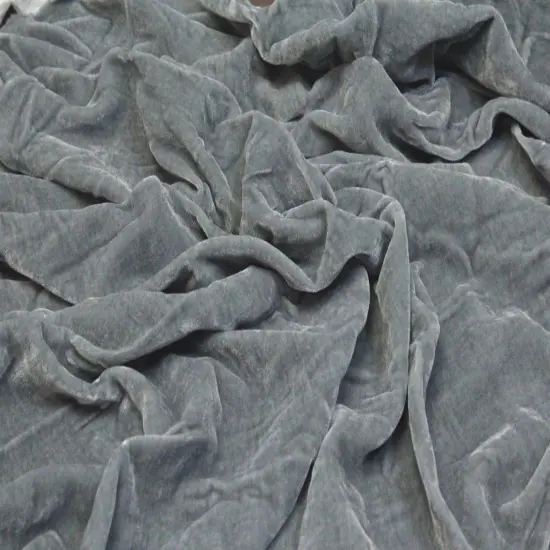1 Yard Silk Rayon Velvet Fabric 45 Inches Width Silver {1}