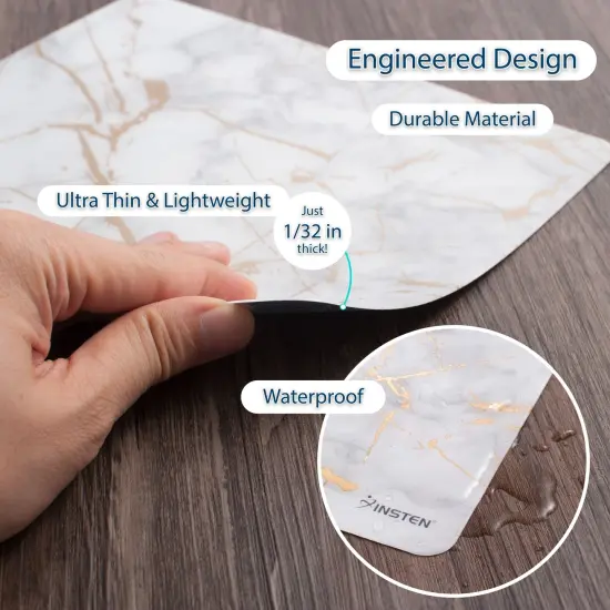 Insten Laptop Mouse Pad Ultra Thin Reflective Non Slip Marble Mouse Pad Mat for Laptop Computer Desk - White/Gold {4}