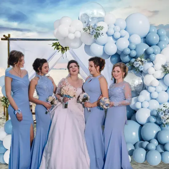156pcs Dusty Blue Balloon Arch Kit Different Sizes Light blue Baby Blue and White and Clear Latex Balloons Garland Arch Kit for Baby Shower Gender Reveal Wedding Birthday Decorations for Boy Men {5}