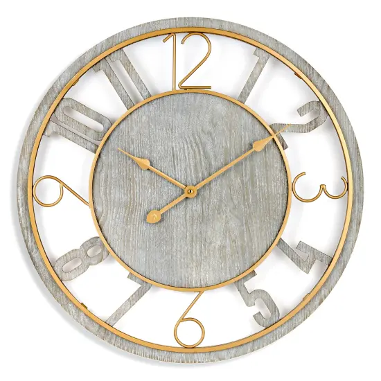 Sorbus Wooden Modern Wall Clock - Large 24-Inch Wall Clock - Battery Operated Analogfor Living Room and Kitchen D&eacute;cor Gray {1}