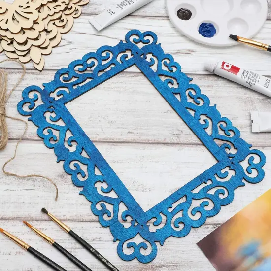 Unfinished Wooden Picture Frames for Crafts with Cutouts and String (6 Pack) Brown {4}