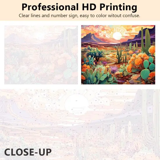 Succulent Paint by Numbers Kit for Adults, Landscape Paint by Numbers, Abstract Fantasy Desert Watercolor Adult Paint by Numbers {3}