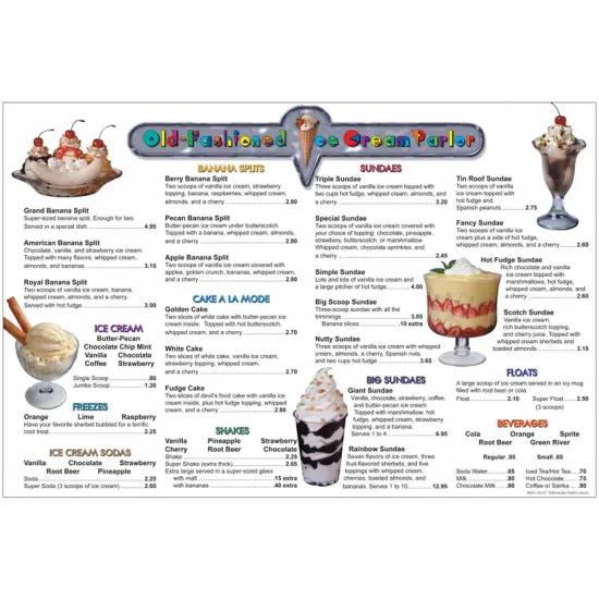 Menu Math: Old-Fashioned Ice Cream Parlor, 6 Extra Menus {1}