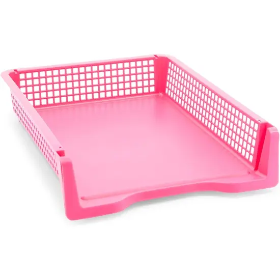 Set of 6 Rainbow Turn In Trays for Teachers, Plastic Classroom Paper Organizers, Colorful Storage Baskets for Office (12.75*9.75*2.75 inch) Multicolor {7}