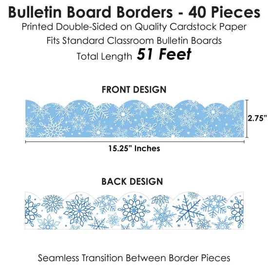 Big Dot of Happiness Winter Snowflakes - Scalloped Classroom Decor - Bulletin Board Borders - 51 Feet {4}