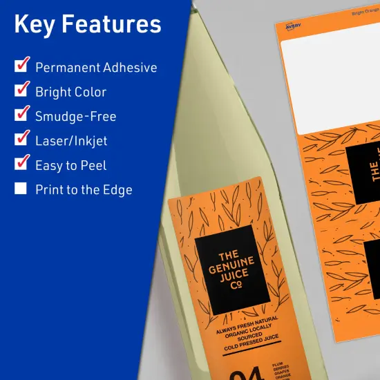 Avery Bright Orange Paper Labels, 3-1/4" x 8-3/8" Rectangle {2}