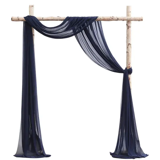 Wedding Arch Draping Fabric 2 Panels 20Ft Navy Blue Chiffon Fabric Drapes Arbor Drapery Wedding Ceremony Reception Swag Decorations {1}