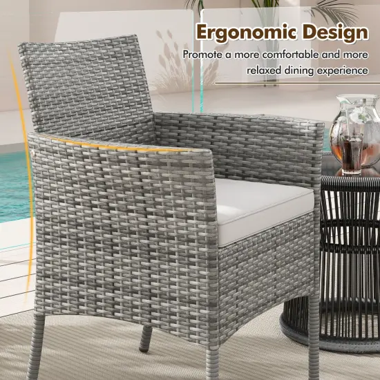 2 Pieces Outdoor PE Rattan Armchairs with Cozy Seat Cushions and Ergonomic Backrest {6}