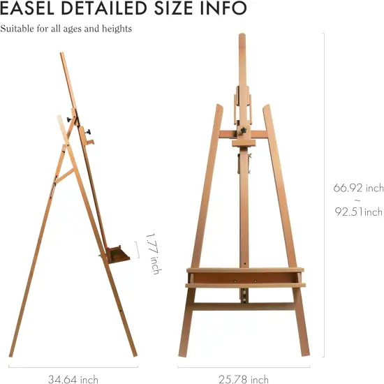 ARTIFY Large A-Frame Adjustable Painters Easel, Solid Beechwood Easel, Studio Easel with Brush Holder for Adults {3}