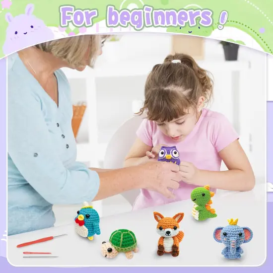 Knitting Kit for Beginners with 6 Pcs Crochet Animal Kit for Beginners {4}