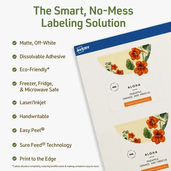 Avery Dissolvable Labels, 2.75" x 2.75" Square {8}