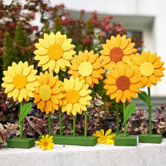8 PCS Sunflower Felt Centerpieces for Tables {4}