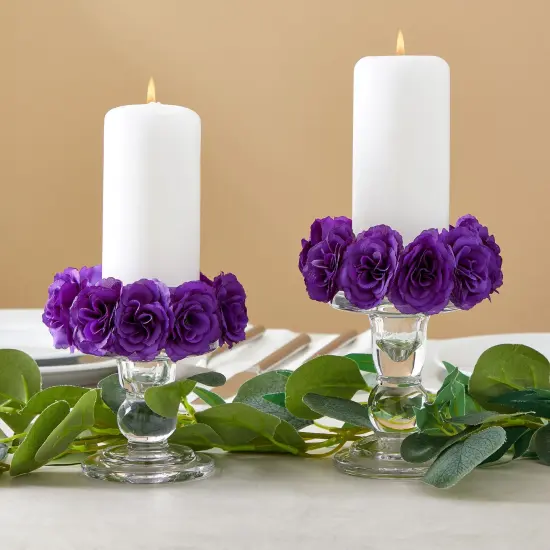 75 Pack Purple Flowers for Crafts, 2 Inch Stemless Silk Cloth Roses for Bridal Shower, Wedding Receptions, Faux Bouquets {6}